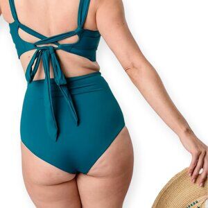 WILD ISLES Blue Hana Bikini Bottoms Size 12/14 Recycled UPF High Waisted